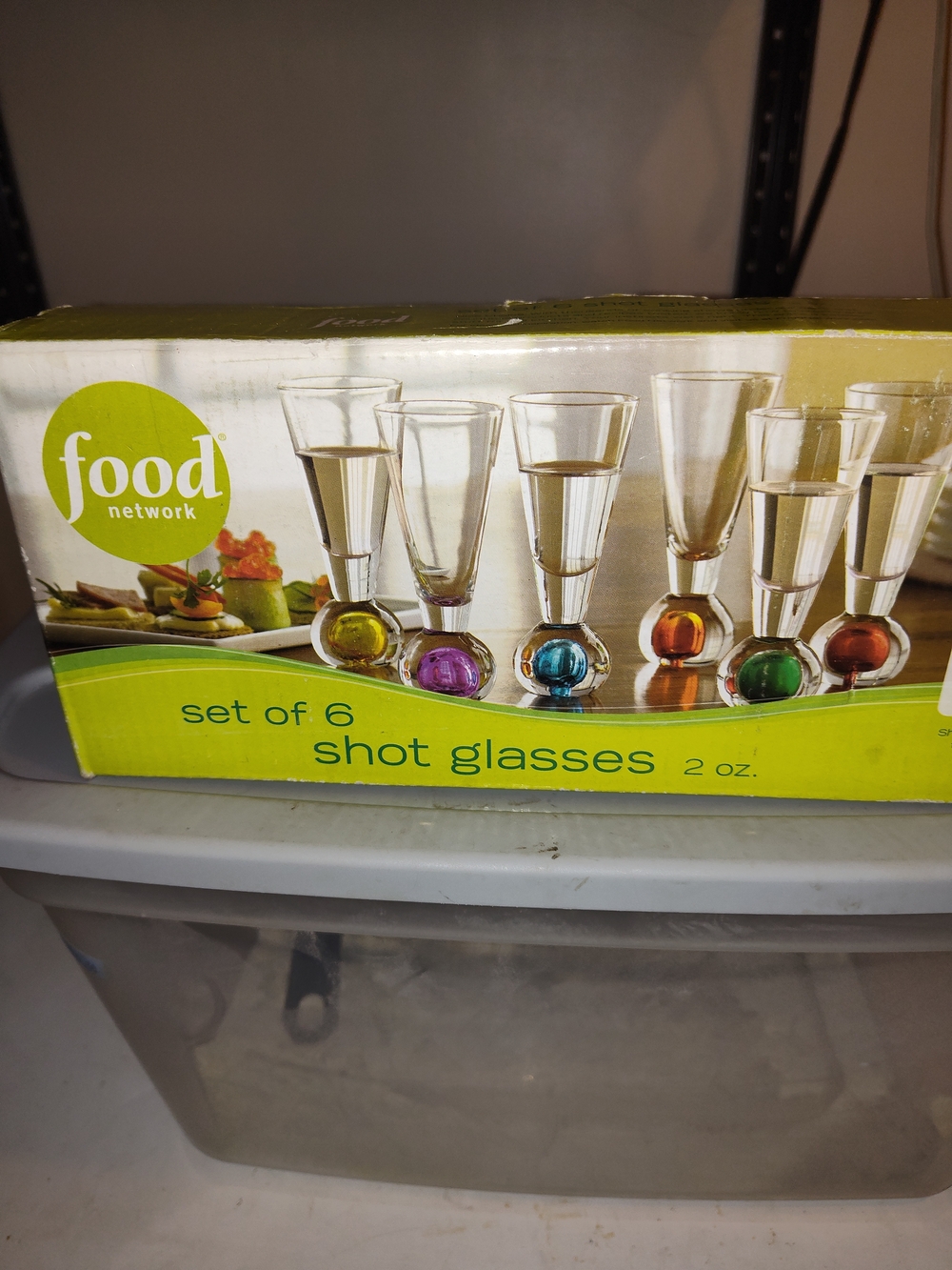 Food Network set of 6 shot glasses with colorful bases